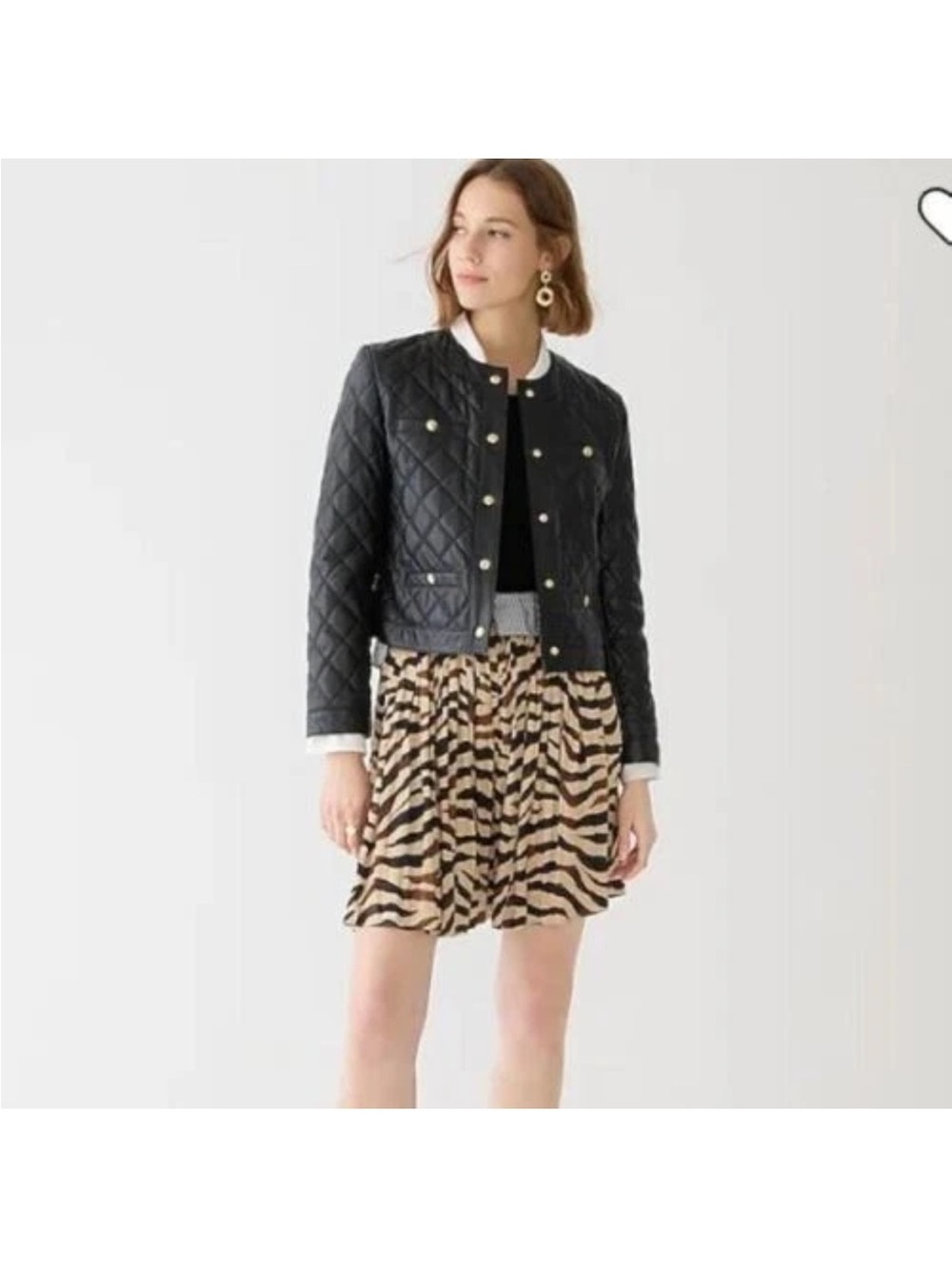 J. Crew Featherweight satin mini skirt in zebra stripe sz 6 animal print